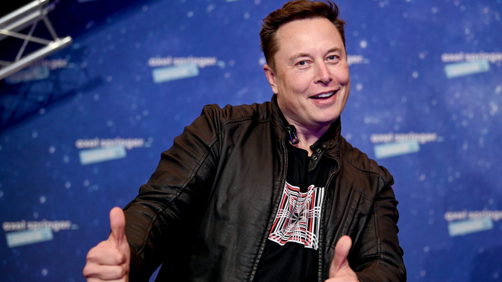 SpaceX owner and Tesla CEO Elon Musk gives two thumbs up for approval