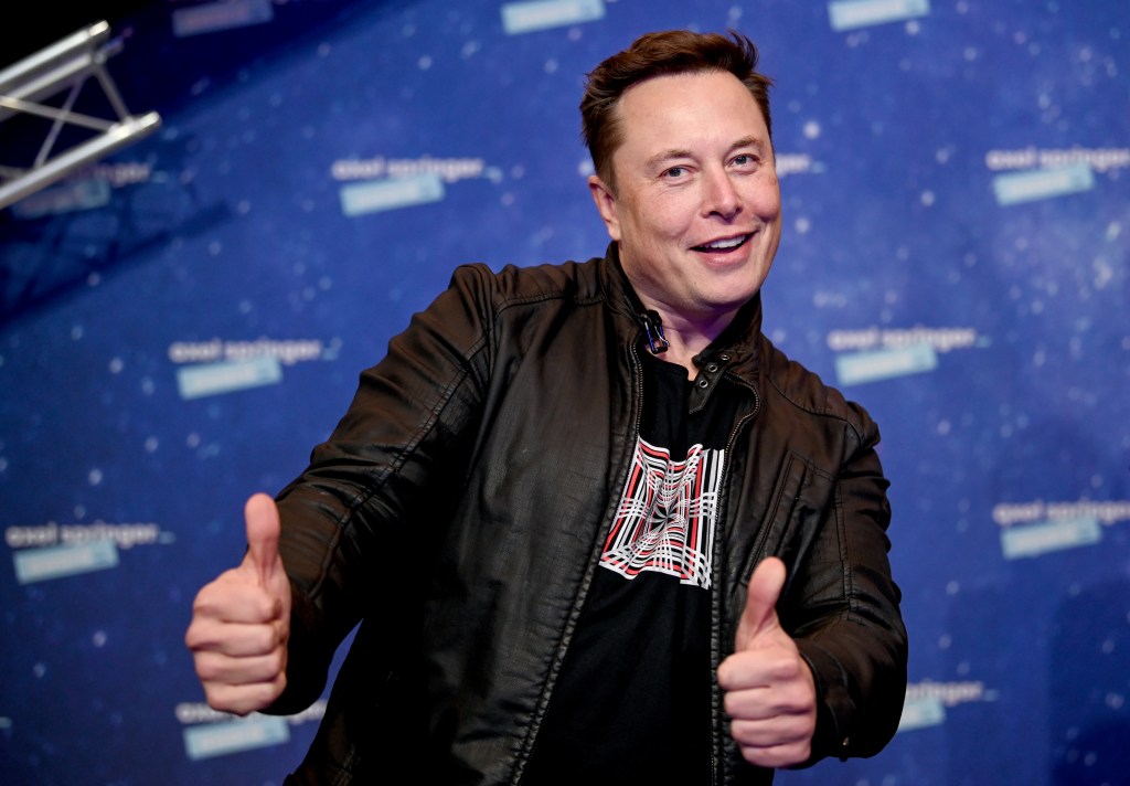 SpaceX owner and Tesla CEO Elon Musk gives two thumbs up for approval