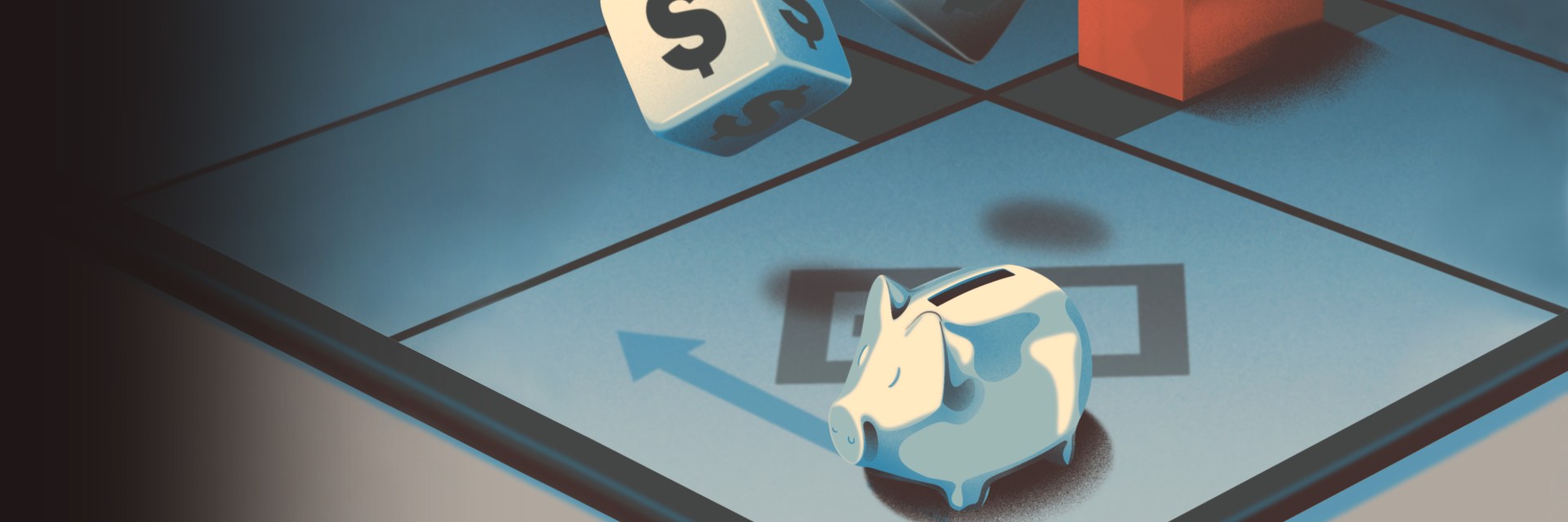 Graphic illustration of dice and board game