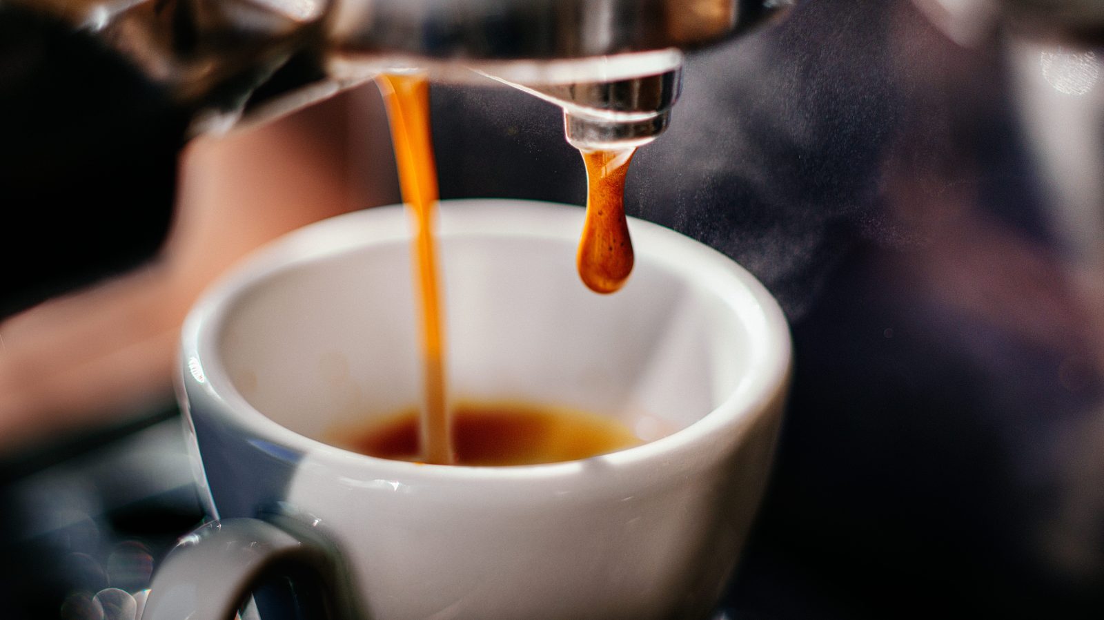 Espresso shot pouring out.