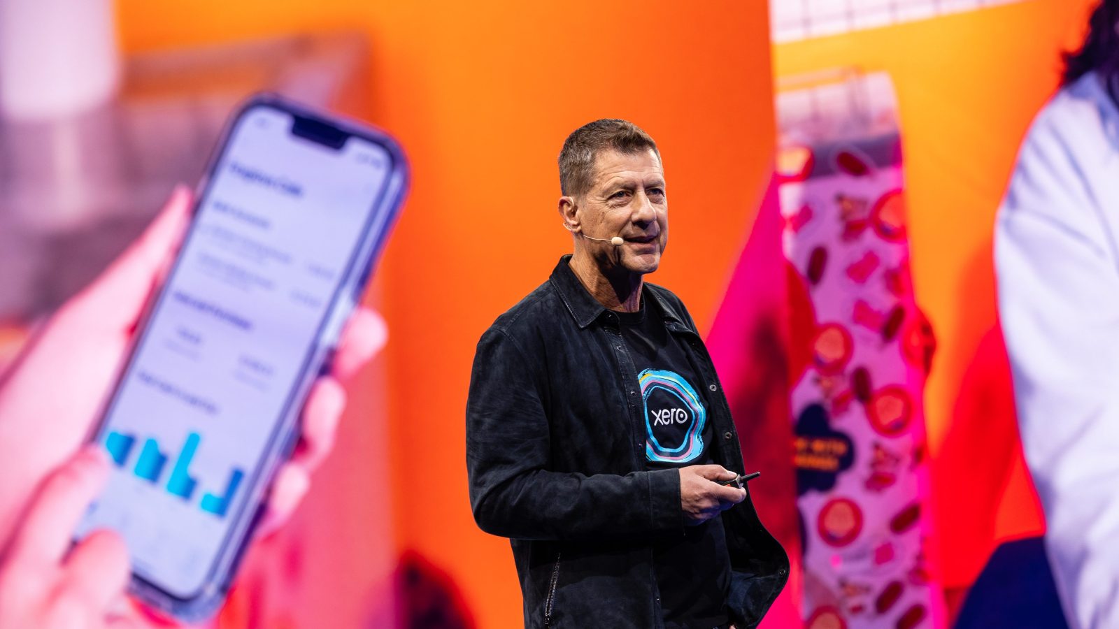 Xero boss Steve Vamos on stage at Xerocon Sydney 2022