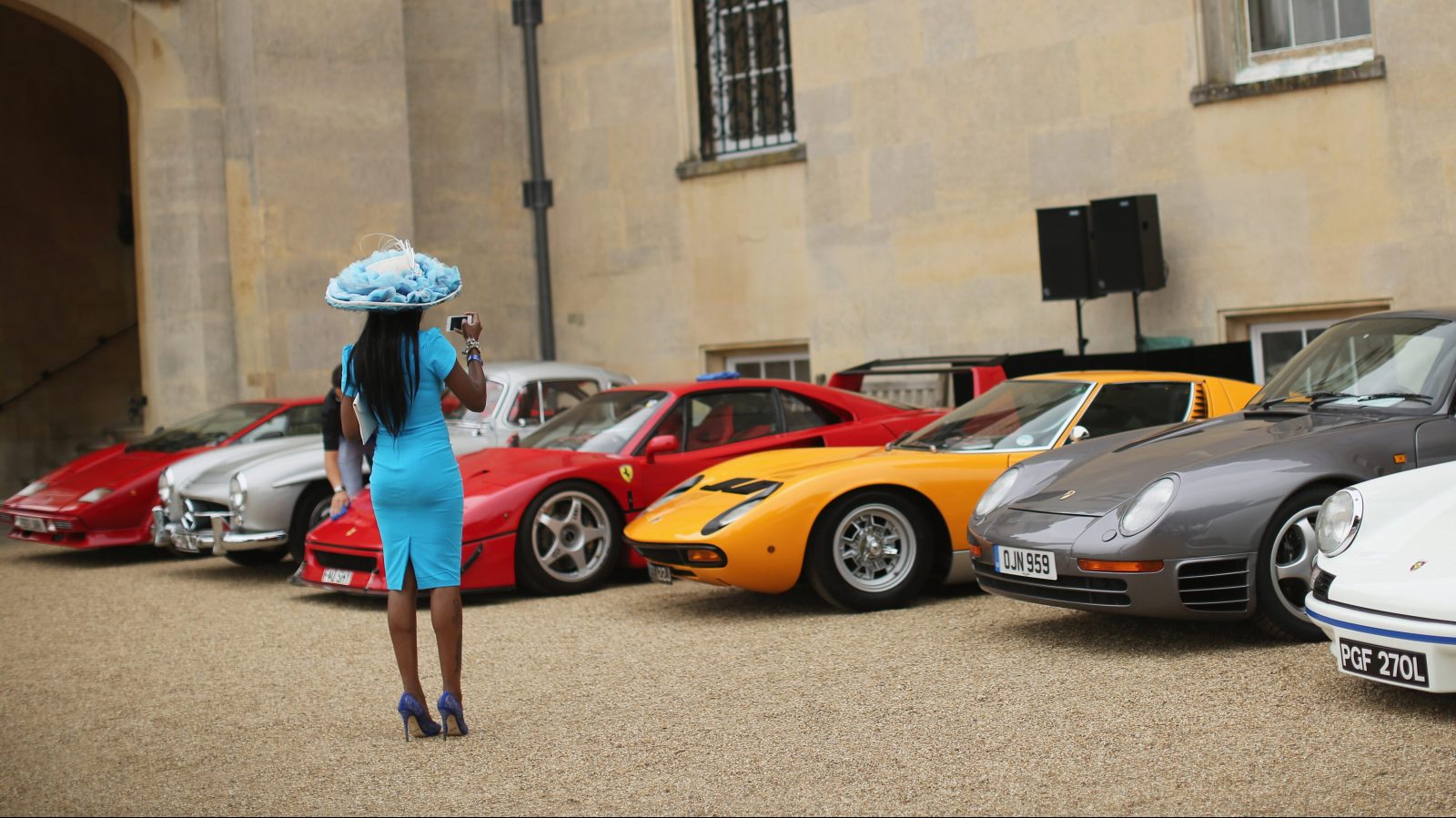 Cars are displayed at the 'Salon Prive' event at Syon Park stately home on September 4, 2014 in London, England.