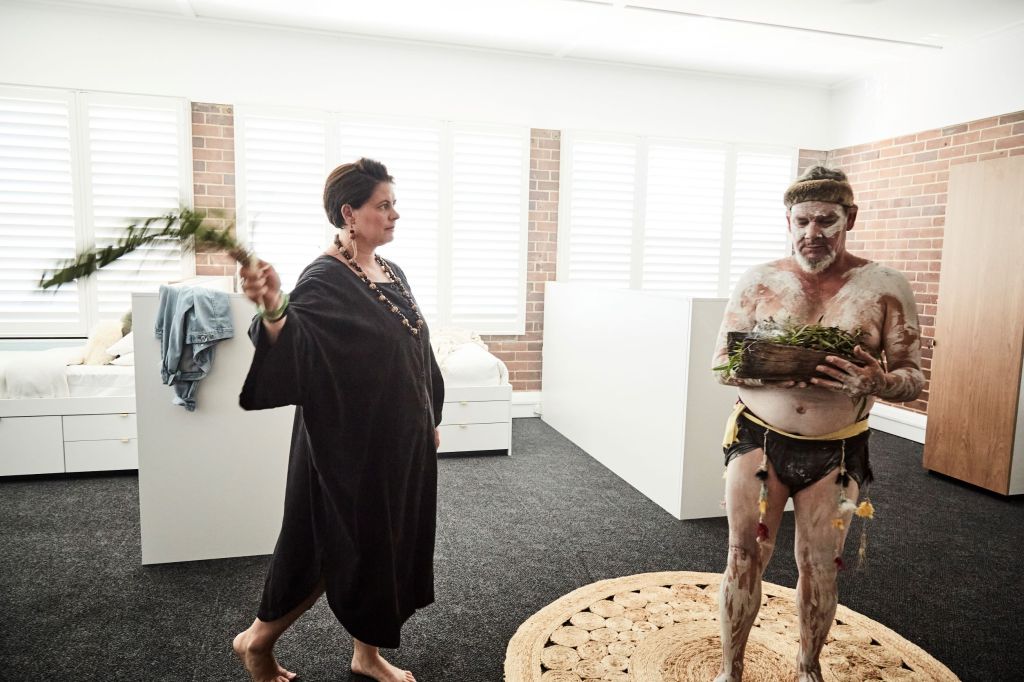 Indigenous ceremony with Bernadette Hardy inside Pymble Ladies' College boarding house dormitory | Image source: supplied
