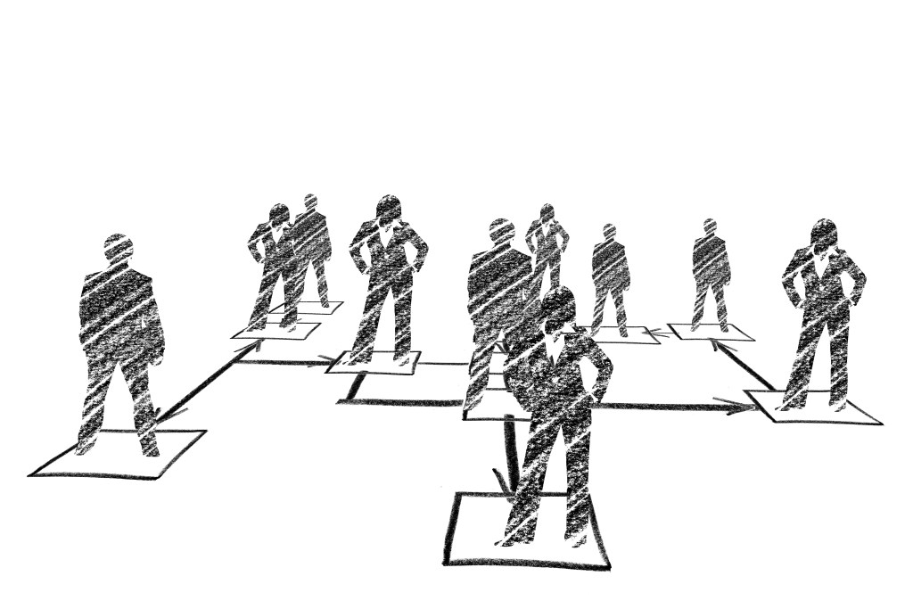 drawing of leaders standing in a grid