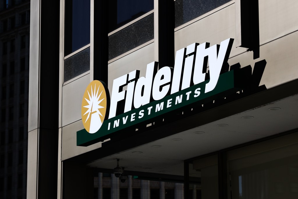 Fidelity Investments logo is seen on the building in Chicago, United States on October 19, 2022. | Photo by Jakub Porzycki/NurPhoto via Getty Images