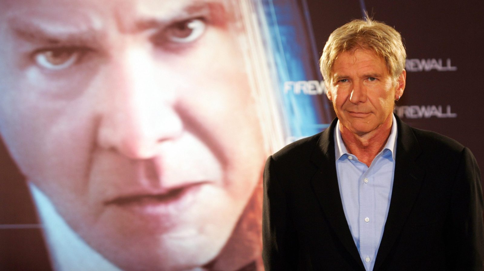 US actor Harrison Ford poses during a photoshoot for the Firewall film