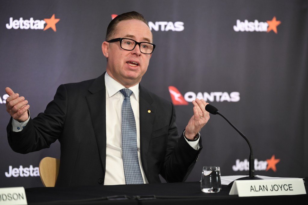 Qantas Group Chief Executive Officer Alan Joyce speaks during a press conference on August 25, 2022 in Sydney, Australia. Qantas Group Chief Executive Officer Alan Joyce was joined by Chief Financial Officer Vanessa Hudson during the Qantas Group full-year results announcement. Qantas has posted a loss of $1.86 billion for the 2022 financial year.