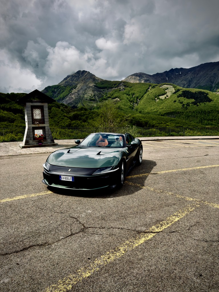 The Ferrari 12Cilindri Spider in Fivizzano, Italy.