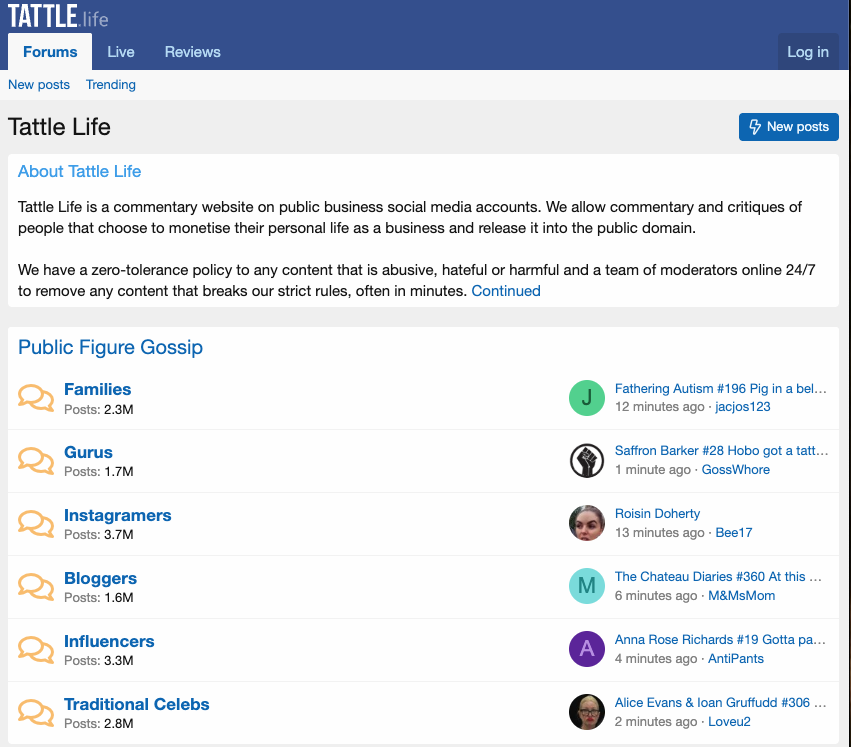 Tattle Life remains online at the time of publication.