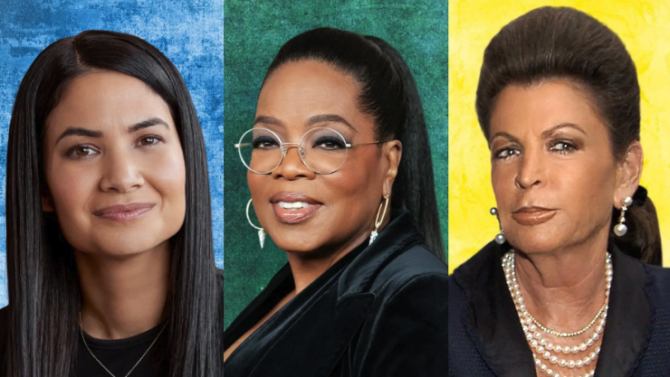 From Left: Melanie Perkins/Canva; Oprah Winfrey/Chris Pizzello/AP; Rafaela Diamont-Aponte/Alain Denantes/Gamma Rapho/Getty Images
