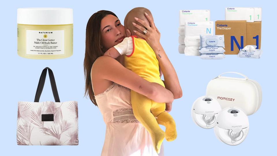 Hailey Bieber opens up about her go-to essentials during pregnancy and postpartum, sharing favourite products she swears by as a new mom of son Jack Blues.