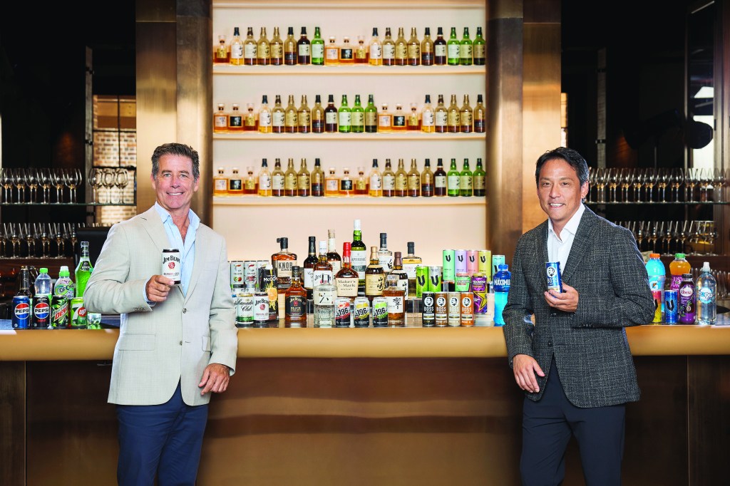 Dai Minato (right), CEO of Suntory Beverage & Food Oceania and Mark Hill, Managing Director of Suntory Global Spirits Oceania.