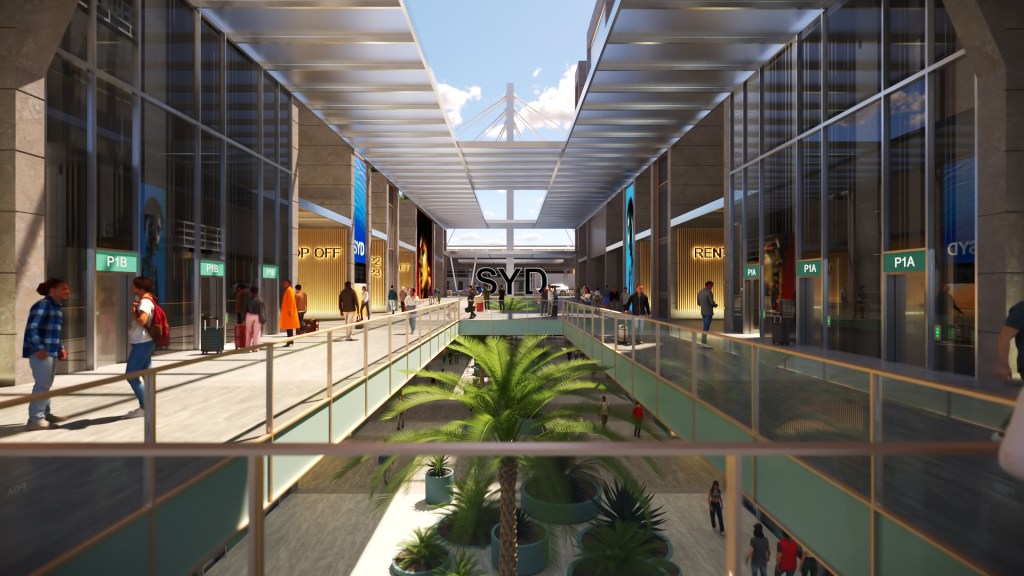 Concourse view of the proposed T2 and T3 terminal merger. Image: Sydney Airport