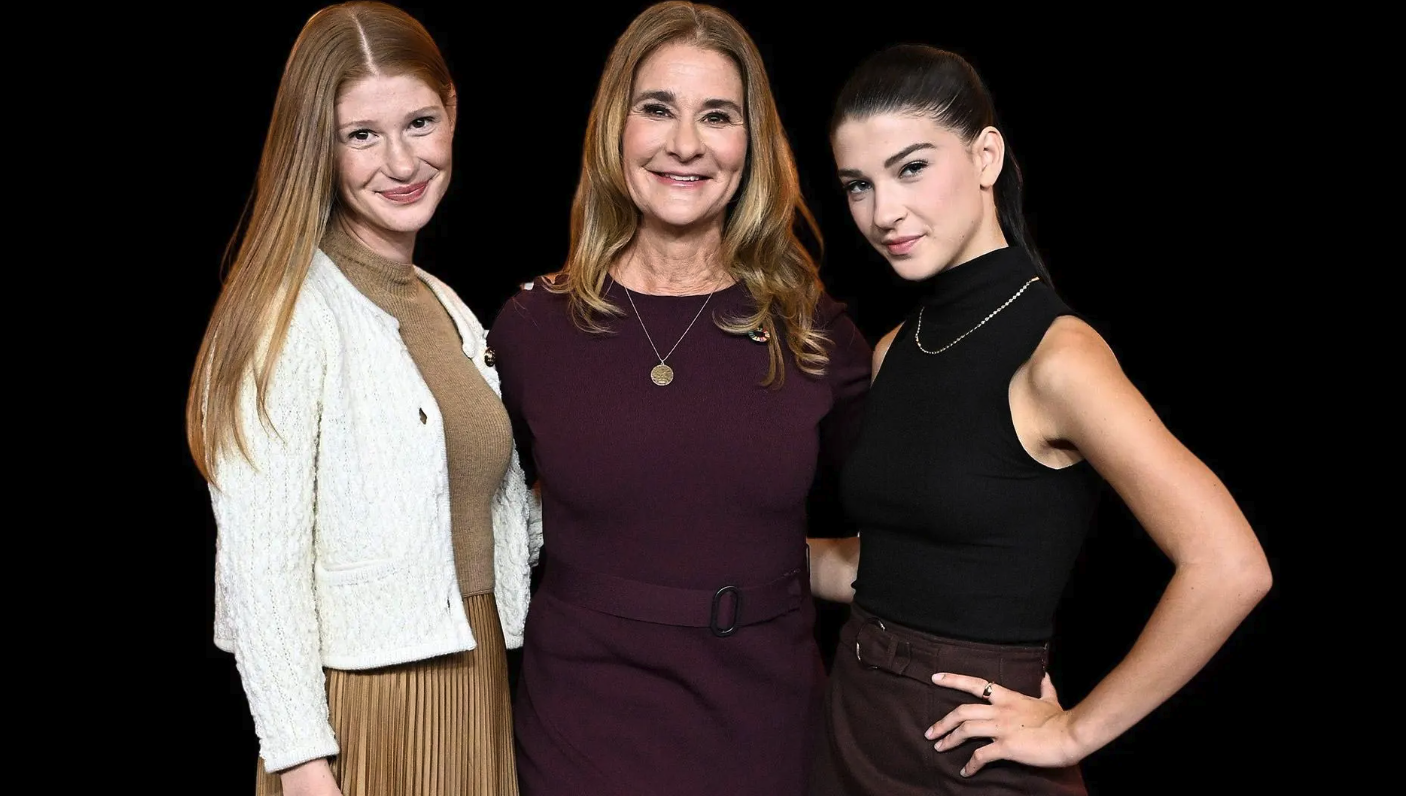 Melinda French Gates (center) with her daughters Jennifer Gates Nassar (left) and Phoebe Gates (right) Paula Lobo/Getty Images for Gates Archive