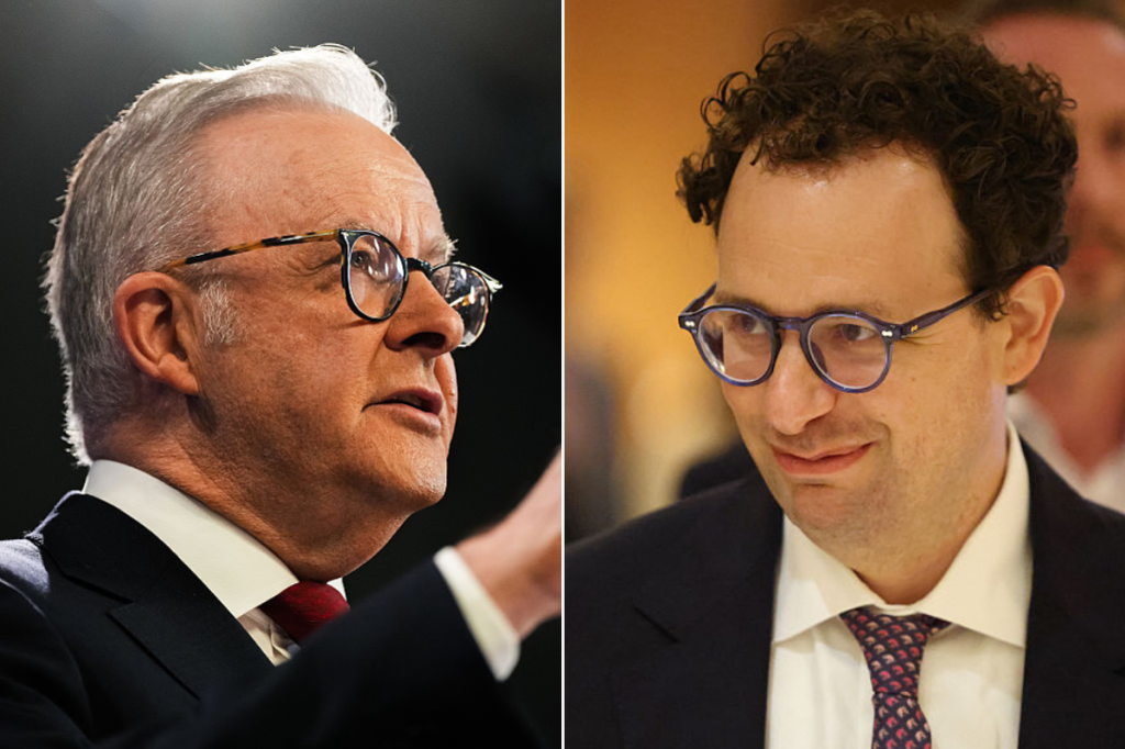 Prime Minister Anthony Albanese and Anthropic CEO Dario Amodei. Images: Getty