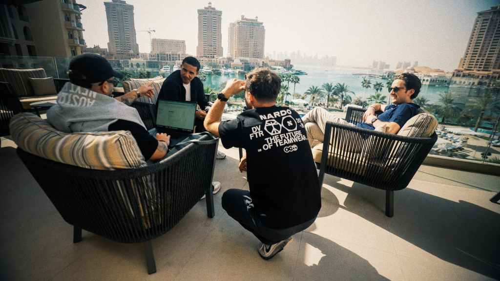 Nardo founders with Tim Cahill in Doha.