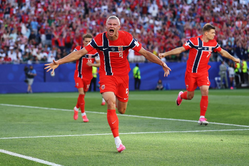 Erling Haaland has taken Norway to the quarter finals. Image: Getty