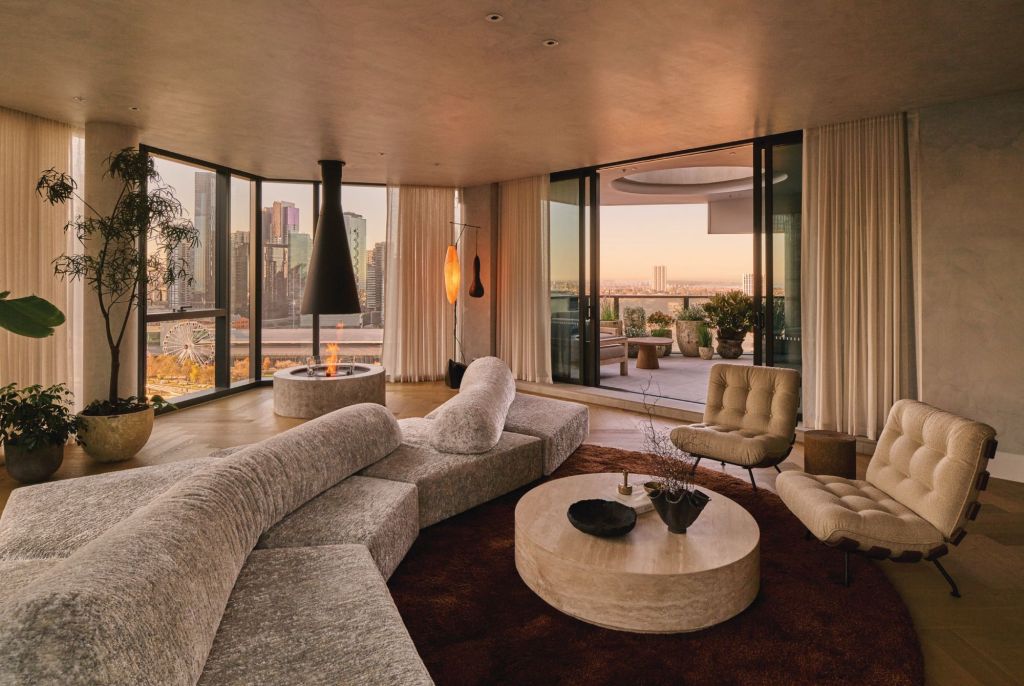The cocktail lounge and terrace inside the hotel-branded penthouse, Penthouse 1801