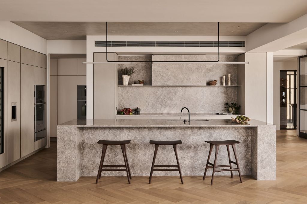The kitchen inside Penthouse 1801, with its professional-grade scullery